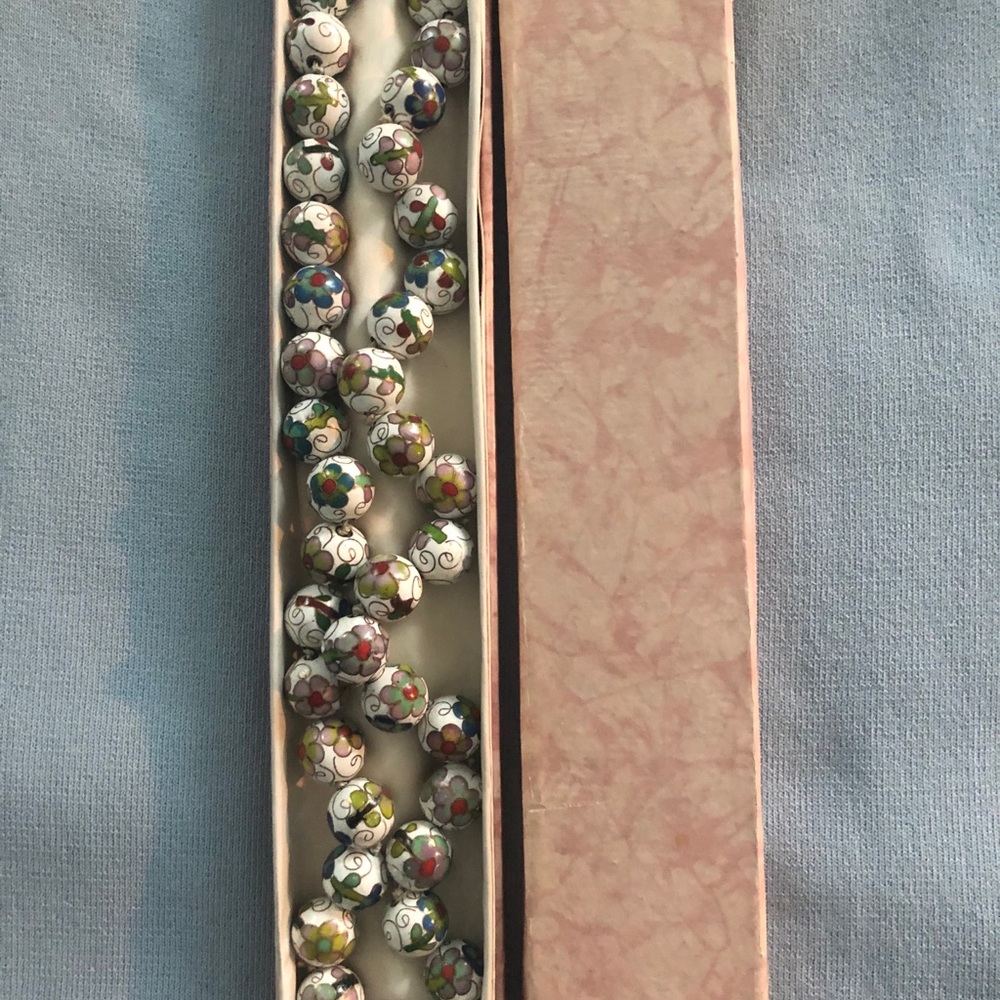 NEW Vintage cloisonné beaded necklace - Picture 3 of 4
